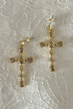 LUV AJ Bezel Stone Cross Studs
