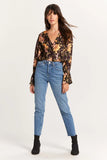 Peyton Floral Button L S Top