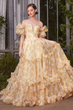 A1430 STRAPLESS FLORAL PRINTED BALL GOWN Andrea Leo