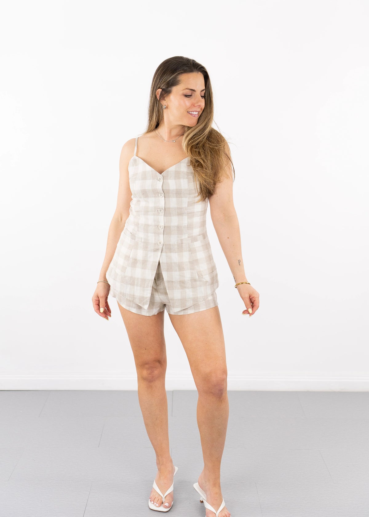 Nora Linen Button Front Top