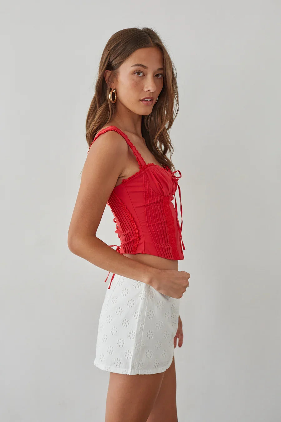 Kaylee Ditsy Eyelet Lace Mini Skort