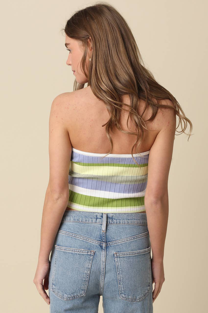 Alison Striped Knit Top Lilac Combo