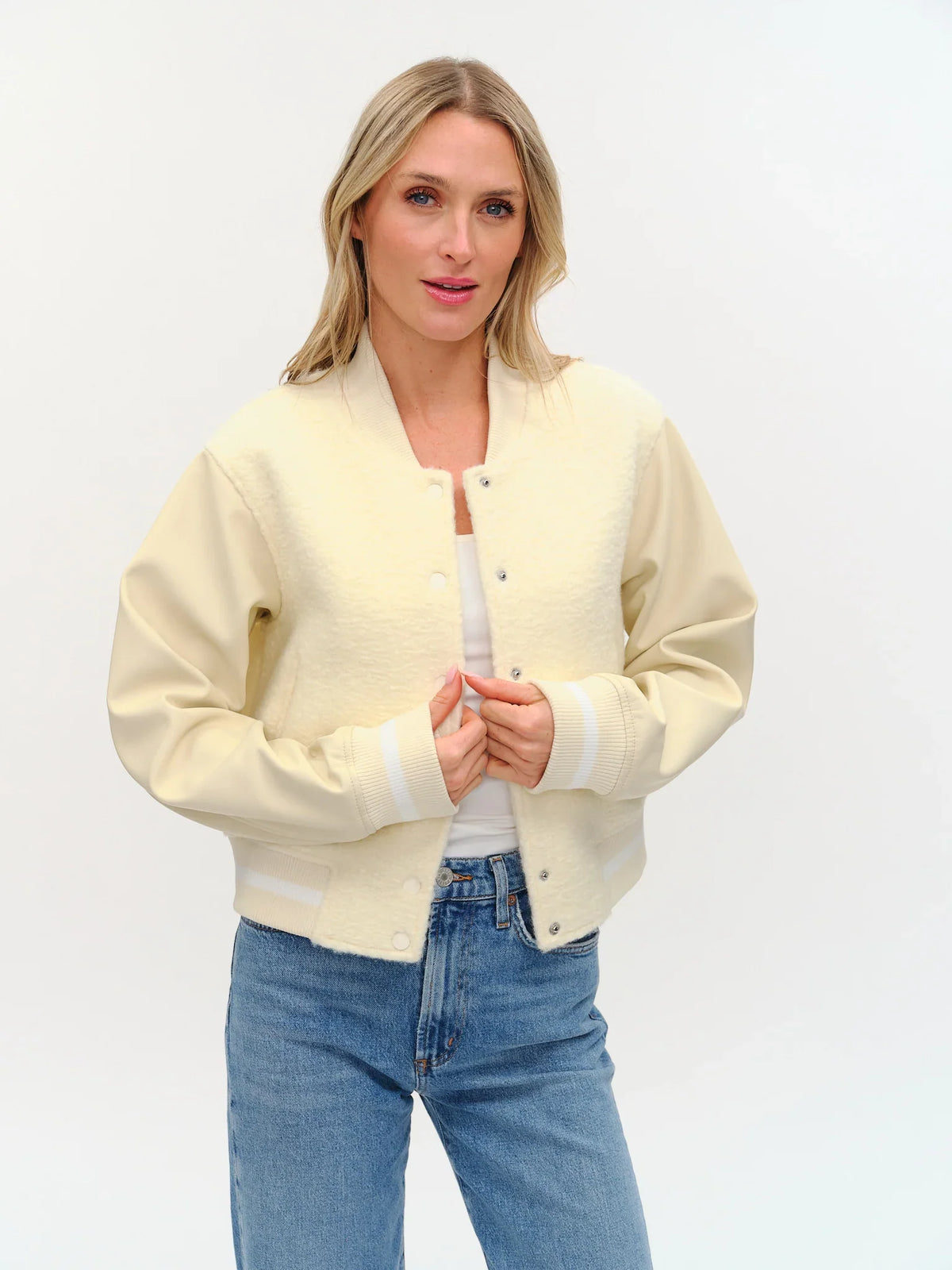 York Shearling Bomber Jacket Cream