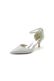 Ankle Strap Wedding Shoes with Rhinestone