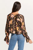 Peyton Floral Button L S Top