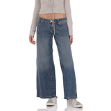 Low Rise Wide Leg Jeans in Blue