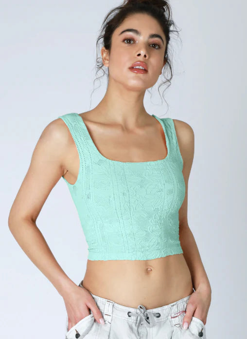 Stacie Double Lace Square Crop Tank