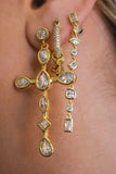 LUV AJ Bezel Stone Cross Studs