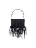 Womens Orstrich Feather Beaded Clutch Bags