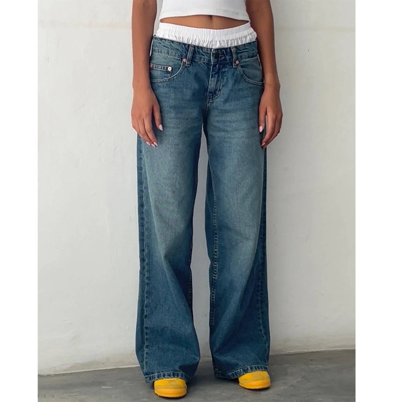 Vinnie Low Rise Wide Leg Denim Jeans
