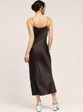 Camilla Silk Midi Dress in Brown