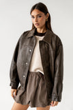 Brecken Vegan Leather Jacket in Brown FINAL SALE
