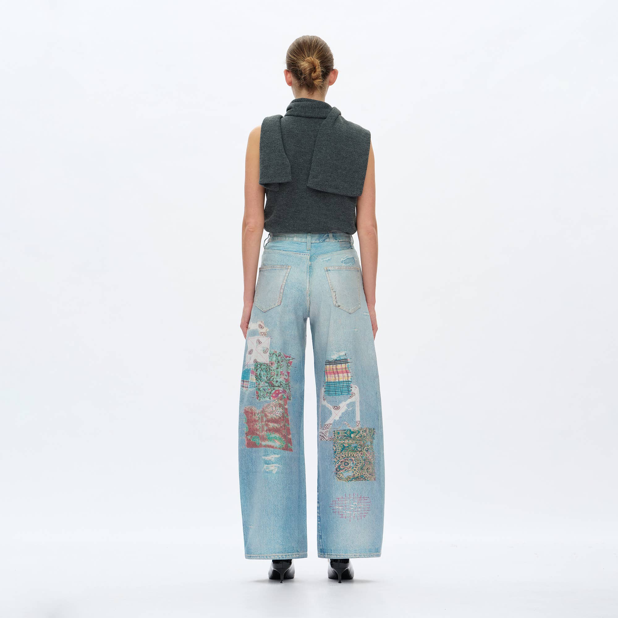 Patchwork Barrel Leg Jean