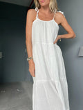 Rory Gauze Tiered Dress in White