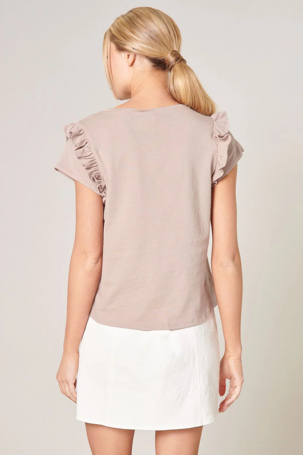 Brooke Ruffle Shoulder Tee multiple colors