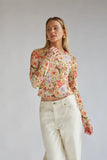 Summer Floral Mesh Long Sleeve Top