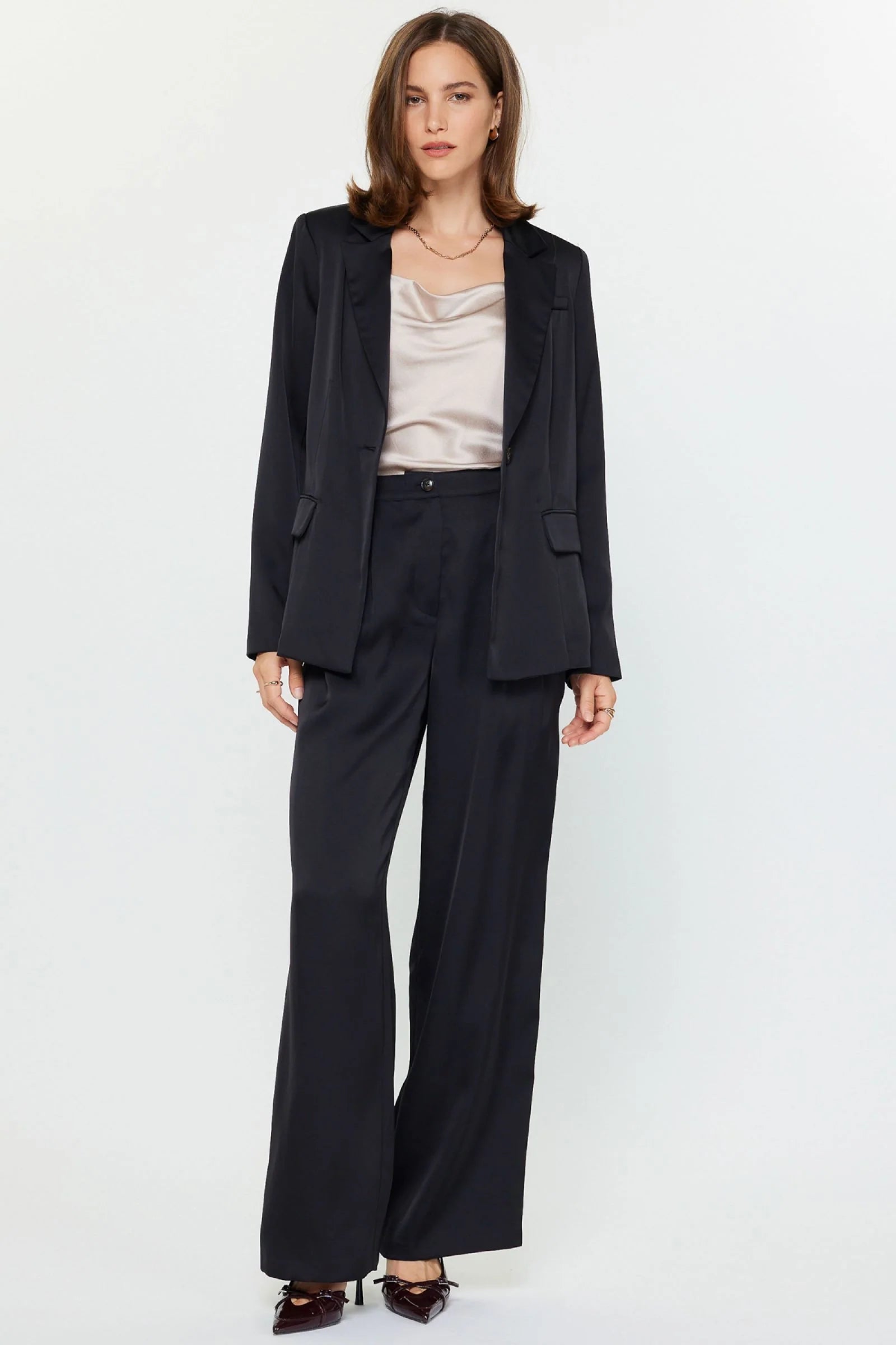 Nora Tie Satin Blazer