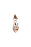Dusty Rose Peep Toe Chunky Heels with Rhinestone