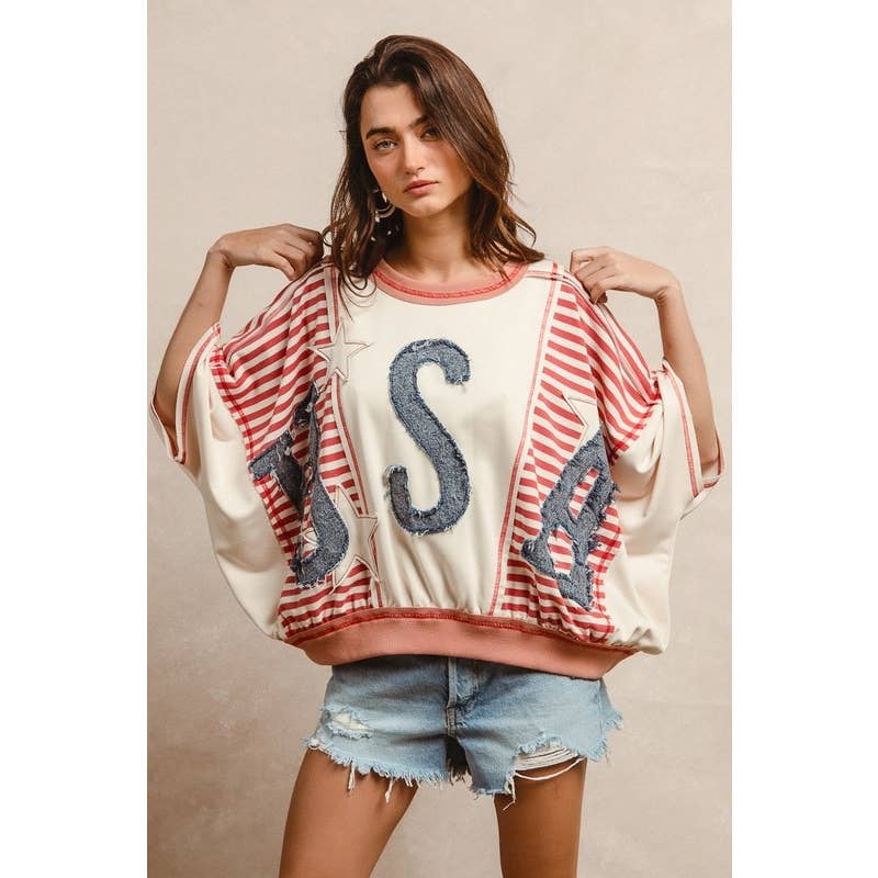 USA Patchwork stripe top