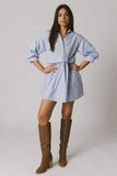 Oliver Collared Mini Dress in Blue FINAL SALE