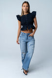 Quinny Distressed Wide Leg Jeans