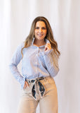 Holland Poplin Striped Blouse Blue