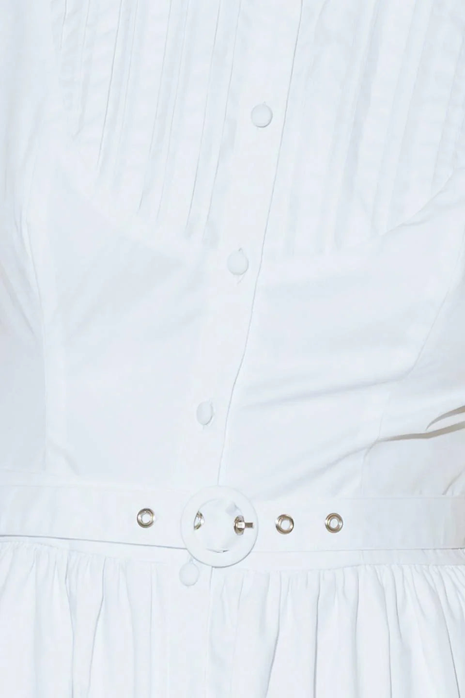 NORTH EAST MIDI White Cotton Pintuck Midi Shirt Dress