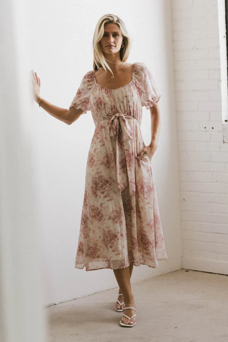 Janie Waist Tie Midi Dress FINAL SALE