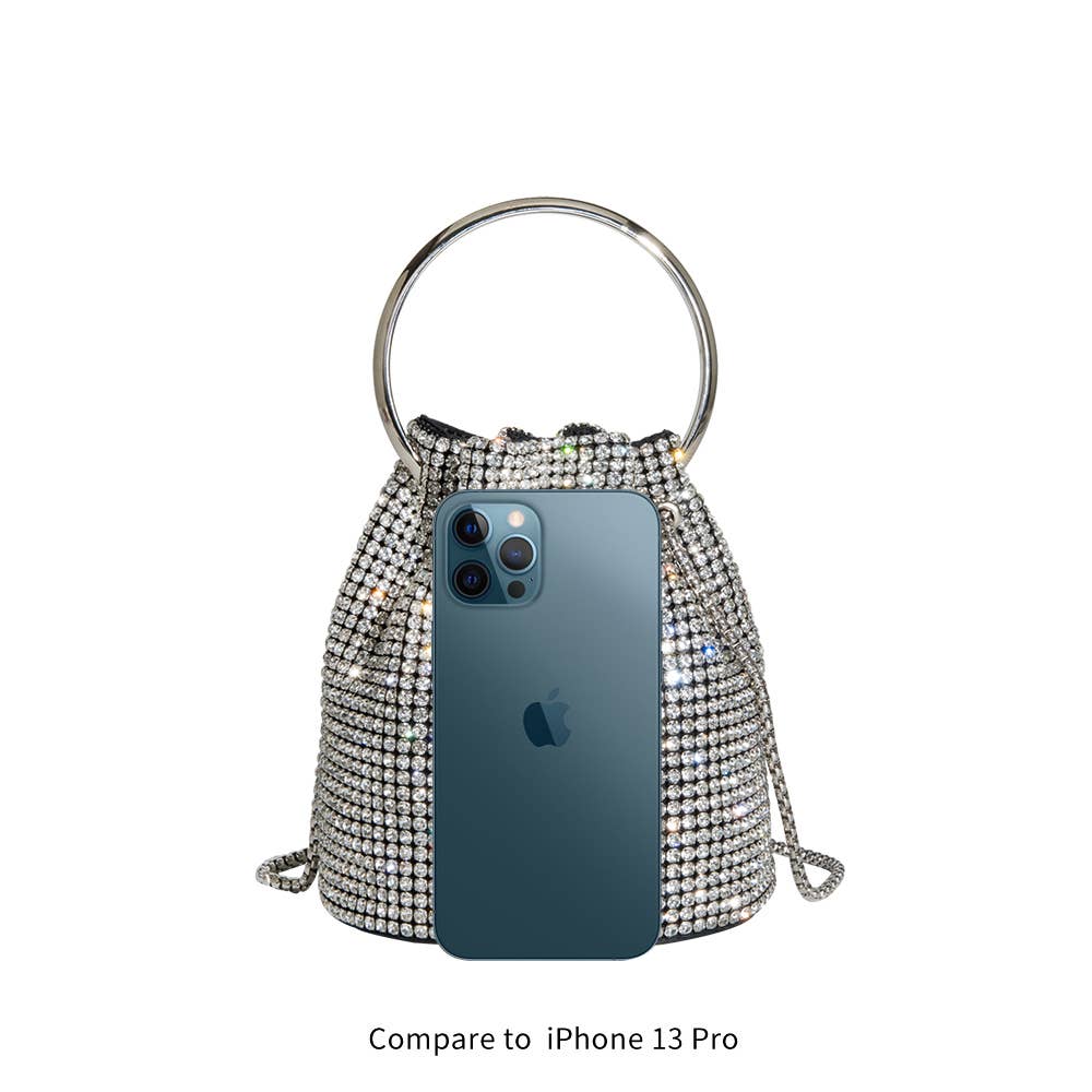 Kasee Small Crystal Top Handle Bag in Black
