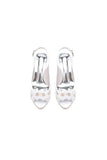 Peep Toe Slingback Beaded Chunky Wedding Shoes with Flowers