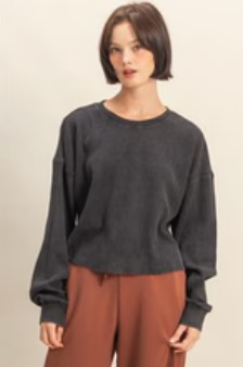 Maria Mineral Washed Waffle Top