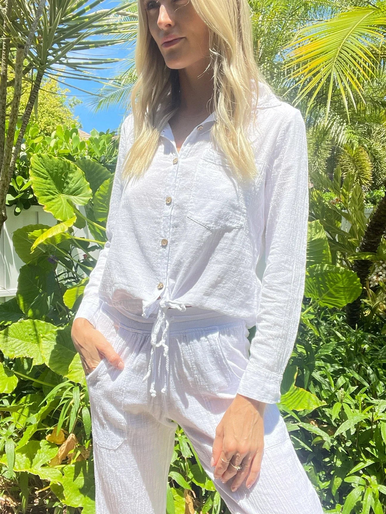 Palmer Gauze Button Down Top