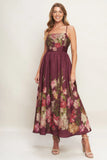 SECRET GARDEN ROMANCE BURGUNDY MAXI DRESS