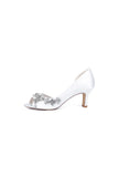 Royal Blue Satin High Heels with Intricate Silver Ornaments 36862 2A
