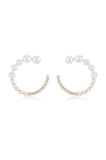 Chic Pearl And Crystal Open Circle Earrings