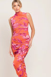 PARADISE GLOW POWER MESH MIDI DRESS