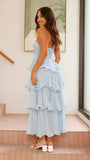 Gabby Maxi Dress Pale Blue Strapless Tiered Dress