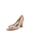 Burgundy High Heels with Crystal Embellishment