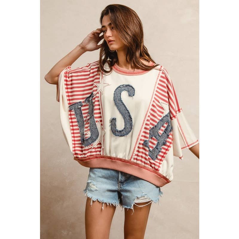 USA Patchwork stripe top