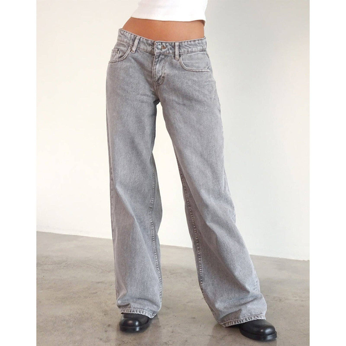 Vinnie Low Rise Wide Leg Denim Jeans