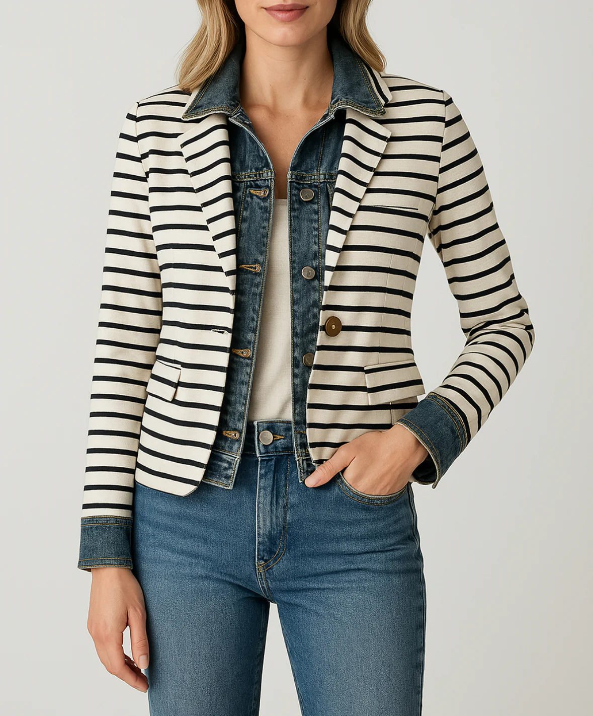 Clarissa Stripe Double Layer Jacket