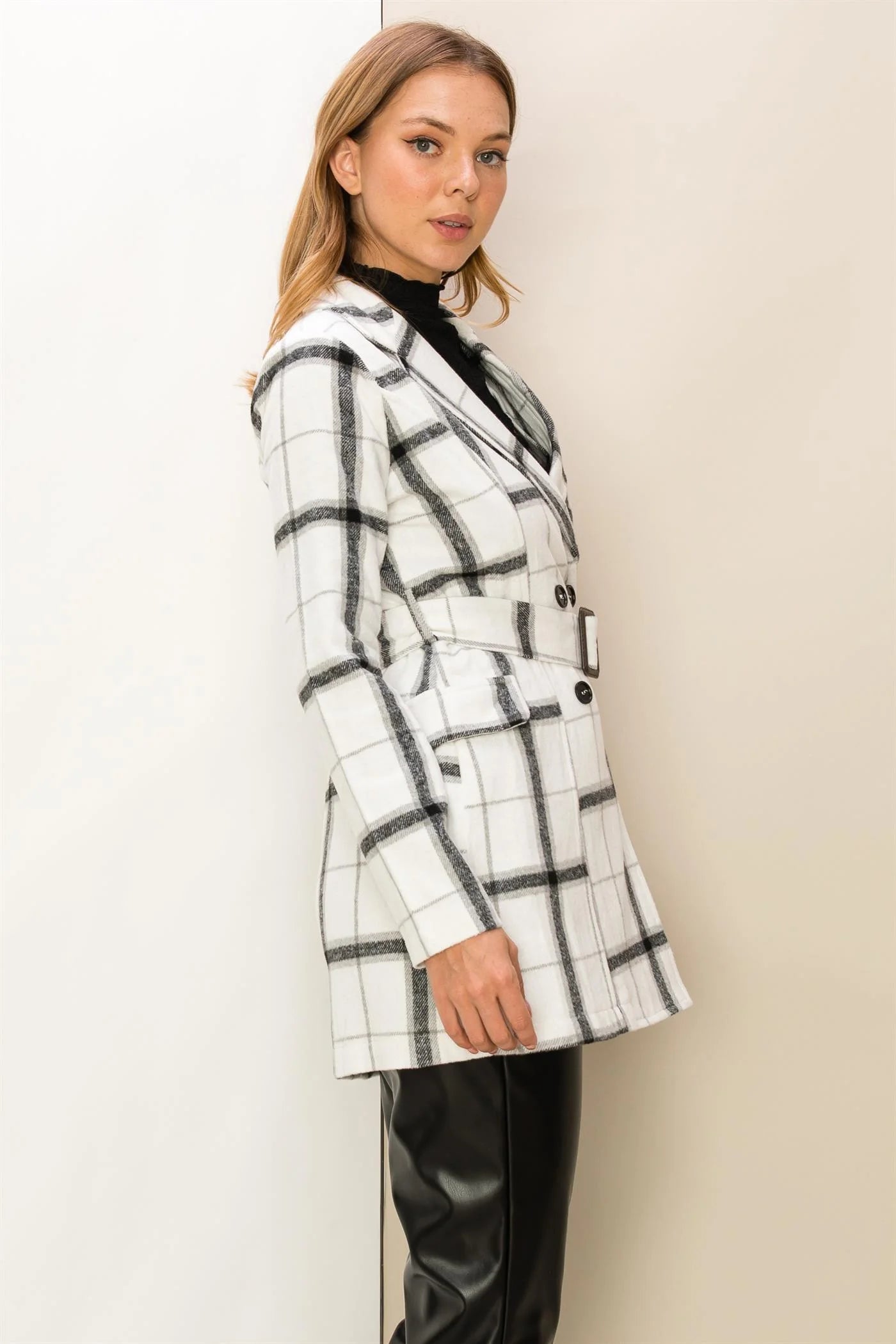 Riva Plaid Belted Jacket