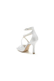 Square Open Toe Hollow Out Satin Stiletto Heels