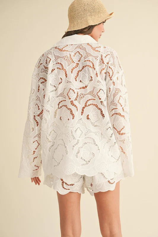 Floral Eyelet Pattern Short