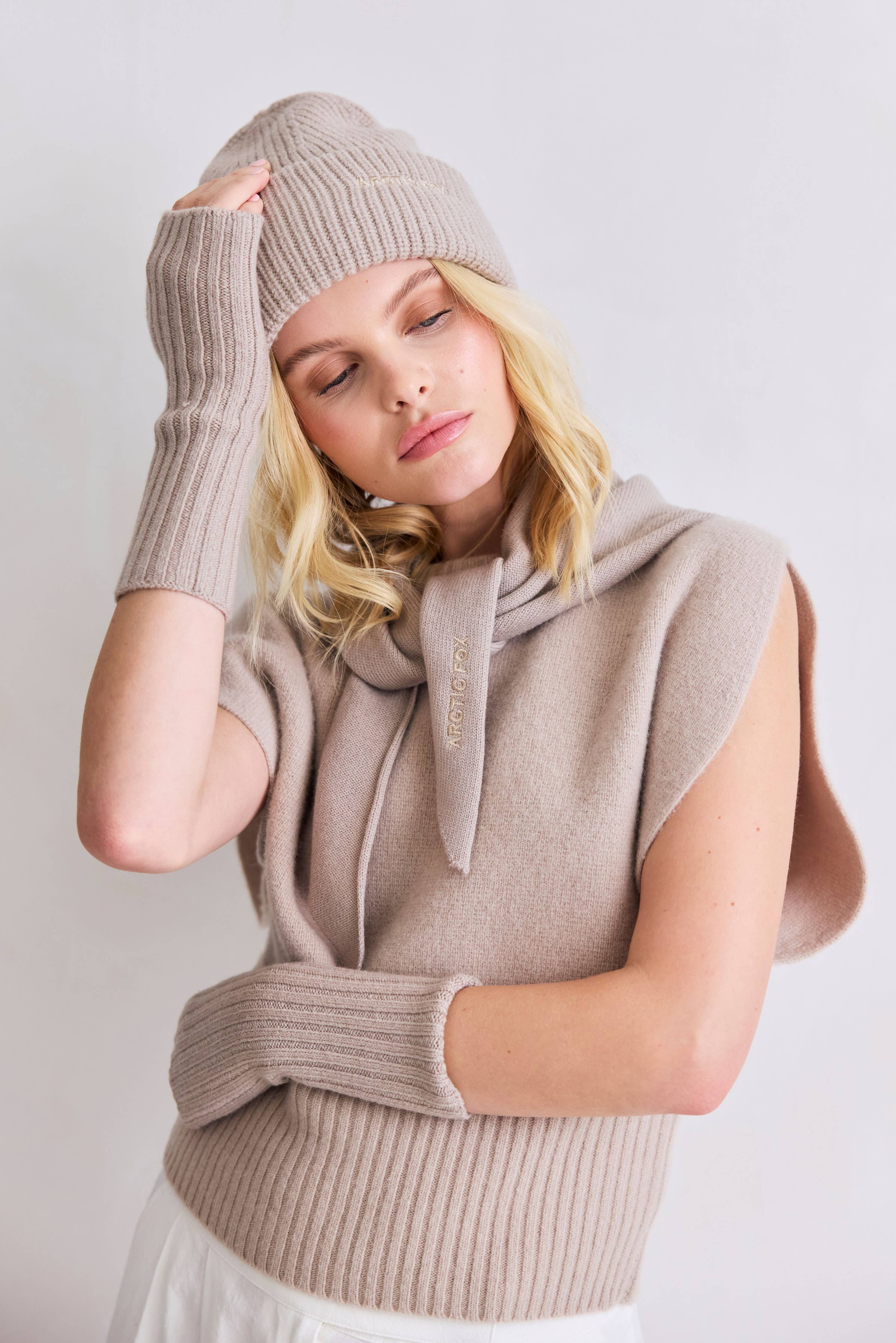 Merino Wool Triangle Scarf Soft Taupe