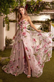 A1035 Portrait of a Rose Printed Organza Gown Andrea Leo Couture