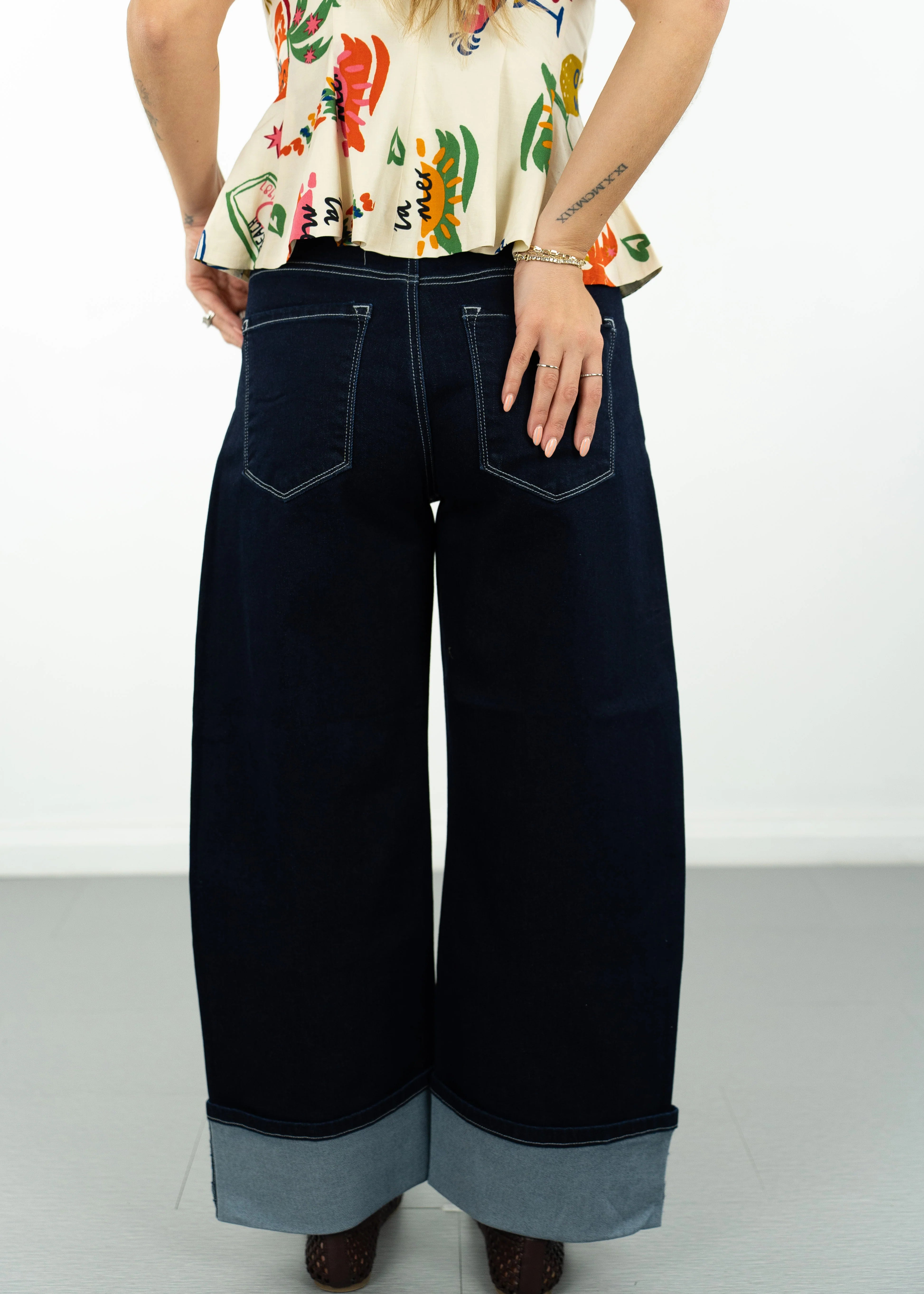 Kimberly Wide Leg Cuffed Jean