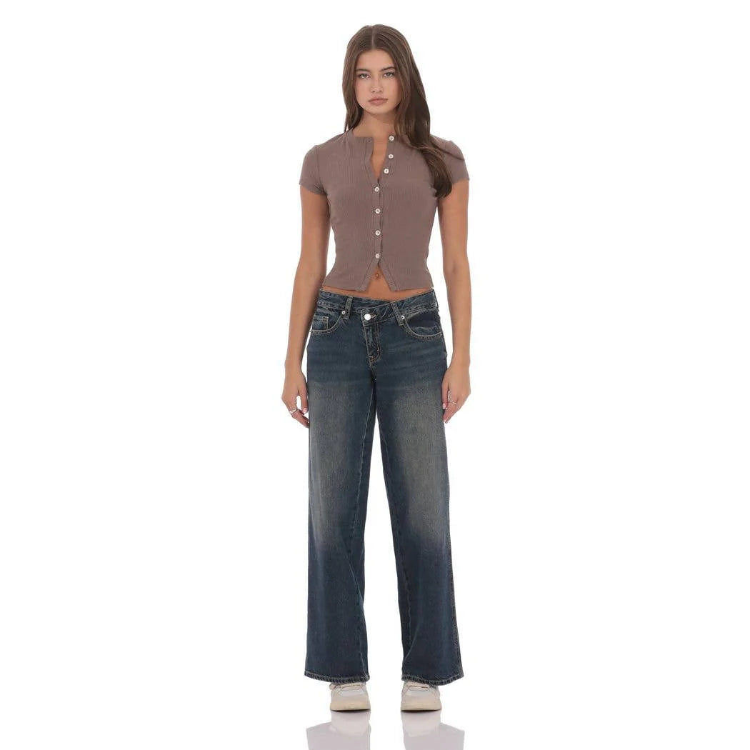 Low Rise Cross Jeans in Dark Wash