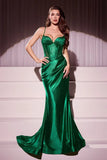 ALICE GOWN GLITTER DUSTED FITTED STRETCH SATIN DRESS