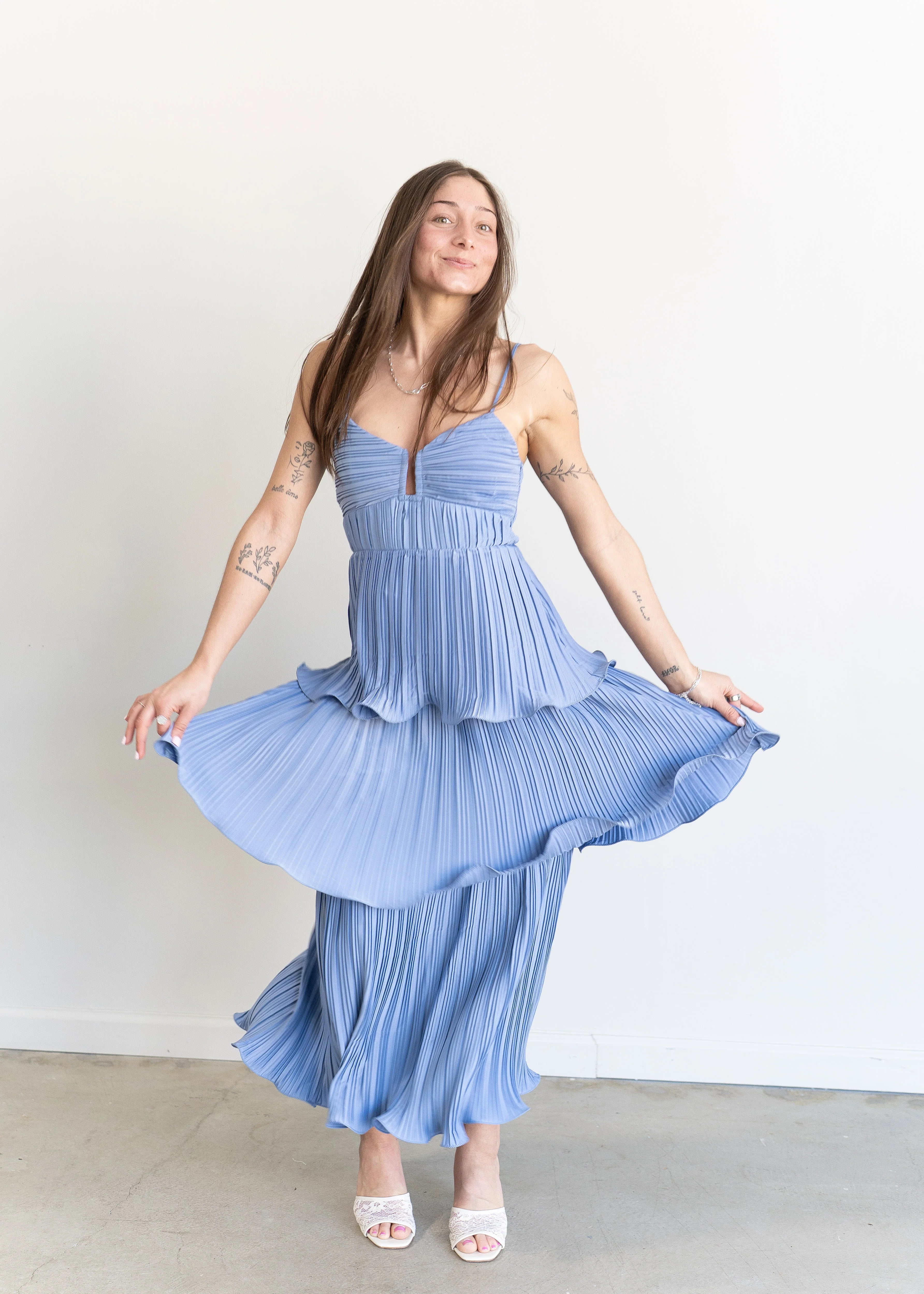 Lupin Tiered Dress Slate Blue